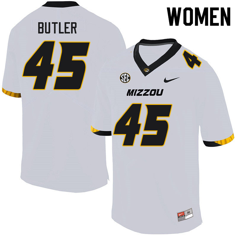 Women #45 Devyn Butler Missouri Tigers College Football Jerseys Sale-White